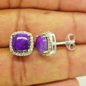 Pendientes de Plata de Ley S925 con Piedras Preciosas de Sugilita de Buena Calidad, Nueva Colección 2026, Última Tendencia en Joyería Fina - Product Image 2