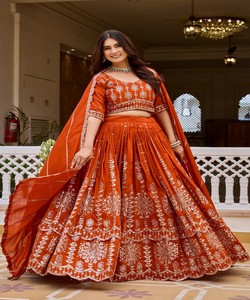 Conjunto de Lehenga Choli de Algodón Estampado en Serigrafía para Mujer, Blusa Pesada, Disponible, Estilo Bollywood Étnico 86293 Ram-188 - Product Image 4