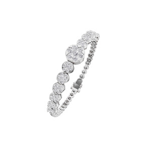 Bracelet Aarinya pour femme en or 9 carats avec diamants de laboratoire à sept pierres, motif floral en forme de rosette - Product Image 3