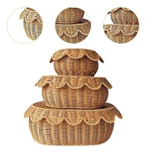 High Quality Oval Natural Rattan Storage <b>Baskets</b> For Children's Toy Storage Cute Design Neatening Organizer Rattan <b>Basket</b> - Product Image 2