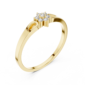 Anillo solitario minimalista de oro amarillo macizo de 14k con diamante redondo de talla brillante para mujer, ideal para compromiso, aniversario o regalo de boda. - Product Image 3