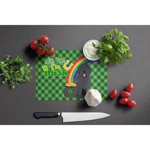 Planche à découper de cuisine décorative en verre trempé de grande taille, outil spécialisé de conception de la Saint-Patrick de Terre-Neuve noire pour - Product Image 3