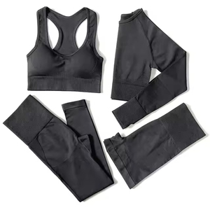 Ensemble de yoga trois pièces taille haute avec leggings de compression, soutien-gorge de sport et veste légère pour femmes, idéal pour le fitness et la gym - Product Image 1