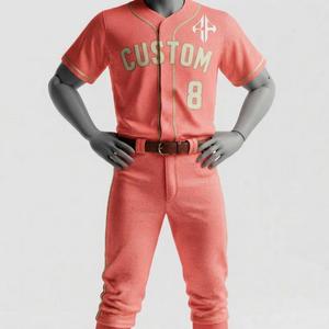 Uniforme de Béisbol con Estampado por Transferencia de Calor y Logotipo Blanco, 100% Poliéster de Alta Calidad, Manga Corta, Transpirable y de Secado Rápido para Hombre - Product Image 1