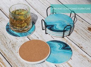 Ceramic Absorbent Coasters with Holder Stylish Drink Coasters for Coffee <b>Table</b> Dining Kitchen Housewarming Gift Decor - Product Image 6