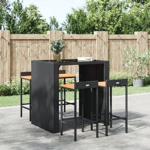Juego de 4 taburetes de bar negros de estilo natural para muebles de patio - Product Image 1