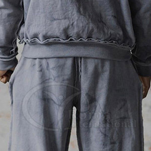 Pantalon de survêtement évasé oversize pour homme, effet délavé soleil et usé, style streetwear rétro - Product Image 5