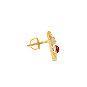 ต่างหูเพชรทรงแปดเหลี่ยมเคลือบสีแดงทอง - Product Image 2