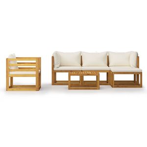 Set Lounge da Giardino in Legno Massello di Acacia Crema, Design Modulare Standard - Product Image 3