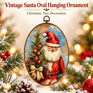 Ornements de Noël en bois vintage, Père Noël, ovales, rétro, pendentifs pour arbre, décoration classique pour la maison - Product Image 3