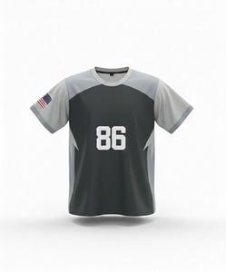 เสื้อยืดคอกลมแขนสั้นสไตล์สปอร์ตสำหรับผู้ชาย พิมพ์ลายหมายเลข 86 และธงชาติอเมริกา แห้งเร็ว ระบายอากาศได้ดี ผ้าฝ้าย 100% ทรงปกติ - Product Image 1
