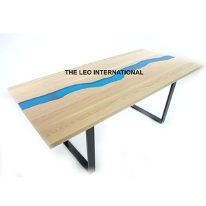 Muebles para el Hogar, Muebles de Hotel de Lujo, Mesa con Base de Metal y Tapa de Madera, Mesas de Centro de Resina de Alta Calidad - Product Image 4