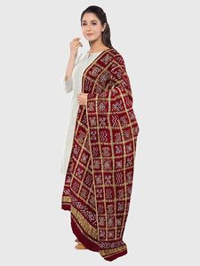 100% Pure Gaji Silk Bandhani <b>Dupatta</b> | Hand Tie Dye Bandhej <b>Scarf</b> | Indian Traditional Ethnic Wear - Product Image 2