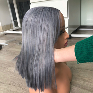 Wholesale 100% High Quality Vietnamese Virgin Hair Extensions Bone Straight Raw Hair <b>Wig</b> Frontal in <b>Grey</b> Color - Product Image 4