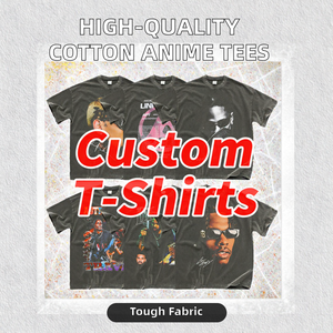 Camisetas de punto personalizadas de alta calidad, 100% algodón, 260 g/m², con estampado DTG de anime, al por mayor, tallas grandes, estilo vintage, lavado ácido, para hombre - Product Image 5
