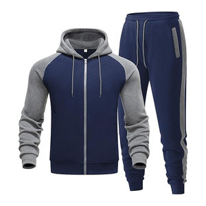 Men's Winter Solid Tracksuit 2 Piece Set Zip Hoodie Sweatsuit <b>Athletic</b> Jogging Casual Outfit Pockets Streetwear Lightweight - Product Image 1