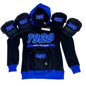 Sweat-shirt à capuche unisexe en coton avec broderie chenille Zeta Phi Beta 1920, vêtements de sororité grecque - Product Image 3