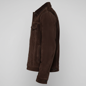 Nouvelle conception de chemise en daim pour homme marron / Dernière collection 2022 Veste en daim véritable marron / Col de chemise en daim en gros - Product Image 6