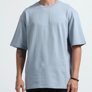 Meilleure vente T-shirt unisexe surdimensionné à col rond 100% coton tissu éponge longue longueur décontracté vêtements de tous les jours pour hommes - Product Image 3
