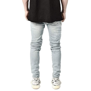 Men Denim Pants 100% Cotton Denim Custom Ripped Jeans Slim Fit Casual <b>Trousers</b> Distressed Streetwear Style - Product Image 2