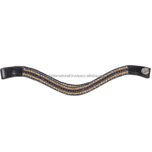 Personnalisé 5 rangées de cristaux multiples strass décoratifs noir anglais cuir cheval sourcil bande en pleine tailles cob - Product Image 3