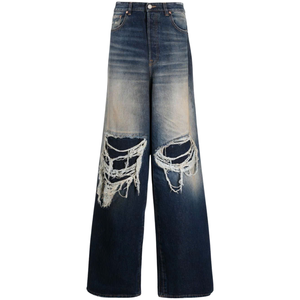 Pantalon en jean déchiré pour hommes, streetwear coupe ajustée, vente en gros directe d'usine OEM avec logo personnalisé à bas quantité minimale de commande - Product Image 3