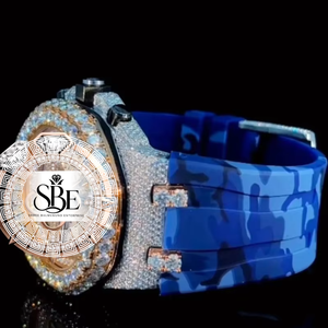 Montre de luxe pour homme de qualité supérieure, cadran blanc squelette simple de 41 mm en acier inoxydable, mouvement à quartz ETA sertie de diamants, verre saphir - Product Image 3