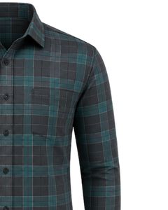 Chemise à carreaux gris anthracite pour homme, décontractée et habillée, à manches longues, boutonnée, en flanelle de coton, pour le bureau, personnalisable - Product Image 4