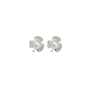 Ensemble de boucles d'oreilles pendantes en argent S925 avec trèfle et perles personnalisées, accessoires de bijouterie fine, support vide pour bricolage 1286 - Product Image 5