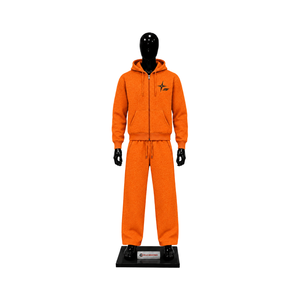 Conjunto Deportivo para Hombre, Color Naranja Brillante, Sudadera con Cremallera Completa y Pantalones Anchos, Logotipo Personalizado, Ropa Deportiva Casual, Venta al Por Mayor, OEM - Product Image 1