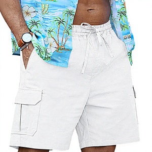 <b>SHORTS</b> <b>Men's</b> Woven <b>Linen</b> Blend Cargo <b>Shorts</b> Drawstring Mid Waist Casual Relaxed Fit <b>White</b> Beach Summer <b>Shorts</b> - Product Image 4