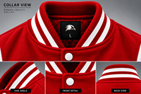 Veste universitaire en laine personnalisée pour homme, rouge et blanche, style Letterman, col montant, boutonnée, élégante, pour l'hiver, tenue d'équipe scolaire