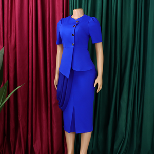 Vestido de Oficina y de Noche para Mujer Africana de Talla Grande, Transpirable, Antiarrugas, Elegante, Verano, Botones, Manga Corta - Product Image 6