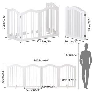 Cancelletto per Animali Domestici Autoportante in Legno Massello Alto 70 cm, Recinzione di Sicurezza Pieghevole a 4 Pannelli, Barriera per Cani in Legno in 2 Pezzi - Product Image 4