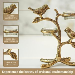 Portavelas Decorativo de Metal con Forma de Árbol y Cristal para Velas de Té, Marca Golden Bird, para Decoración del Hogar - Product Image 5