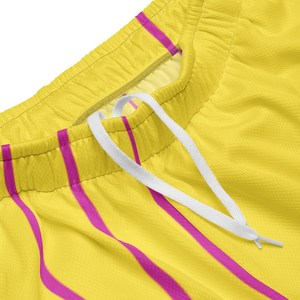 New Style Men Casual Sports Custom Design Double <b>Layer</b> Men's Yellow Mesh Shorts - Product Image 3