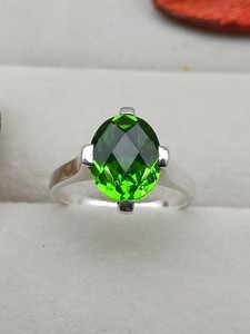 Quartz Celestial Peridot Bezel Setting <b>Ring</b> for Women Elegant <b>Green</b> Gemstone Statement Jewelry Sparkling Wedding Party Gift - Product Image 1