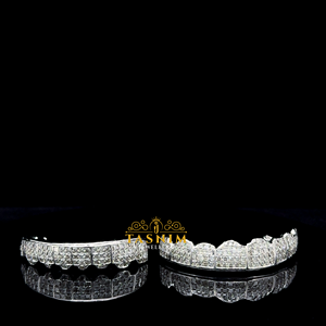 TASNIM Grillz dentaire Hip Hop en Argent 925 plaqué Or avec Moissanite VVS taille Princesse et sertissage invisible, Unisexe, pour Fêtes et Usage Quotidien - Product Image 5