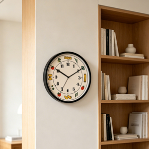 12 Inch Pasta Restaurant Theme Beige Black Silent Quartz Analog <b>Wall</b> <b>Clock</b> Warm Earthy Tone <b>Kitchen</b> Cafe Restaurant Decor - Product Image 3