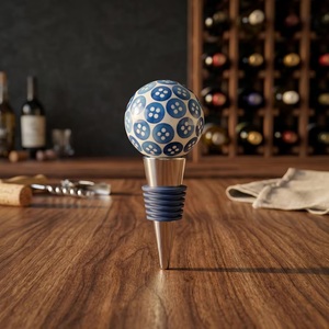 Tapón de Botella con Diseño de Botones Azules, Tapón de Silicona con Cierre Acanalado para Sellar Vino - Product Image 3