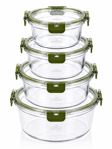 Round PET Food Storage Containers 4-Piece Clip-On Lids Airtight Stackable Microwave & Dishwasher Safe Luxury Design Kitchen Use - Product Image 2