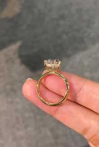 Anillo de lujo con diamante talla pera y halo oculto de 3.02 CT, cultivado en laboratorio, oro amarillo de 14K, joyería de boda y compromiso para damas de honor - Product Image 4