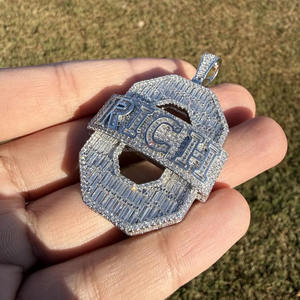 Collier pendentif en argent sterling 925 plaqué or personnalisé, style hip-hop, avec diamants moissanite, bijoux de rappeur glacés, cadeau - Product Image 4