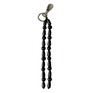 Trending Black Beaded Double Strand Keychain Long Strap Strong Clasp <b>Key</b> Holder Minimal <b>Car</b> Keyring Fashion Accessory - Product Image 1