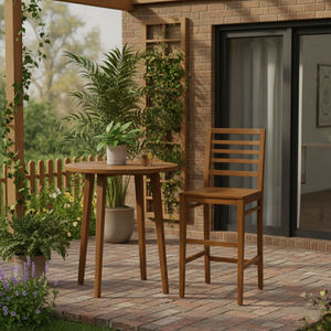 Chaise de bar contemporaine en bois massif durable avec dossier à lattes réglable, dossier confortable pour une utilisation au comptoir de cuisine ou à la salle à manger - Product Image 5