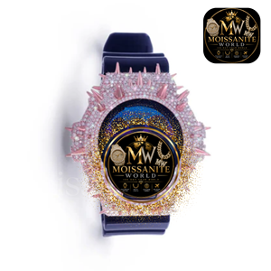 นาฬิกาข้อมือผู้หญิง Moissanite World รุ่นหรูหราประดับเพชรสีชมพู สายซิลิโคน ควอตซ์ - Product Image 3