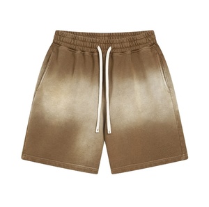 Shorts en tissu peigné style hip-hop pour hommes, logo personnalisé sur le devant, taille à cordon de serrage, 100 % coton, anti-plis, respirant, pour usage extérieur - Product Image 3