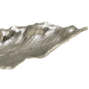 Nuevo Plato de Aluminio Hecho a Mano con Forma de Hoja, Plateado Brillante, para Servir Frutas y Otros Alimentos - Product Image 6