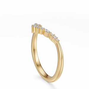 Bague de mariage en or massif 14K/18K avec diamant de laboratoire Chevron Marquise, clarté DEF-VVS, 0,25 CTW, plaqué rhodium, bijoux fins - Product Image 4