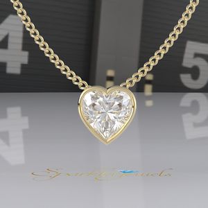 <b>Heart</b> Cut Moissanite Christian 14K Solid Gold Certified Luxury Pendant Necklace for Women - Product Image 2